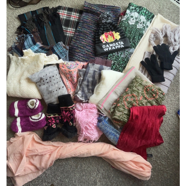Ten Very Different Scarves w/ Gloves & Sock Slippers  Stylish & Warm