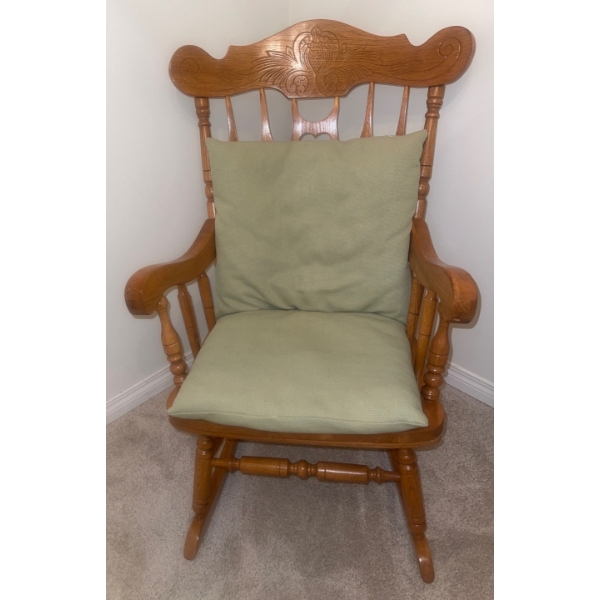 Solid Oak Rocking Chair - Hand Etched 26x30x46