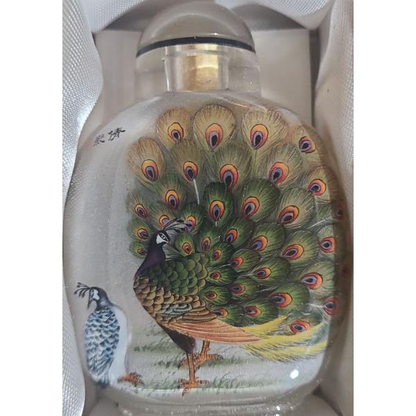 Wang Xisan Ji School Reverse Painting of a Peacock Snuff Bottle
