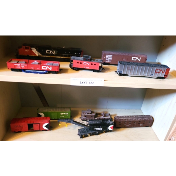 Asst Model CN & CP Locomotives, Caboose, Crane & Cars