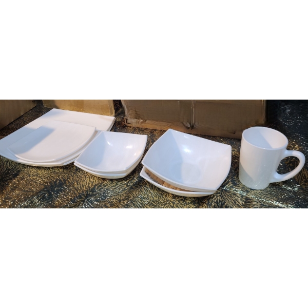 Royal Prestige White Dinnerware Set: Plates, Mugs, Bowls- 8 Setting