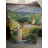 Image 2 : Framed Jigsaw Puzzle Boats 20Hx27W,  Painting of Church 48Hx36W
