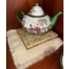 Image 4 : 1940's Japanese Porcelain Tea Set w/ Hand Painted Landscape With Geisha & Gold Highlights