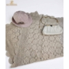 Image 1 : Vintage Beige Crocheted Blanket, Kangol Hat, and White Handbag Set