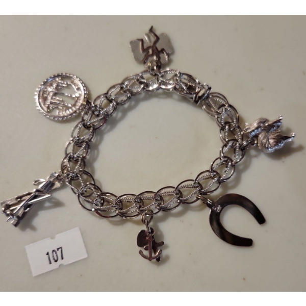 Stamped Sterling Charm Bracelet w/ Charms 