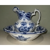 Image 4 : Blue and White Floral Porcelain Pitcher and Basin Set