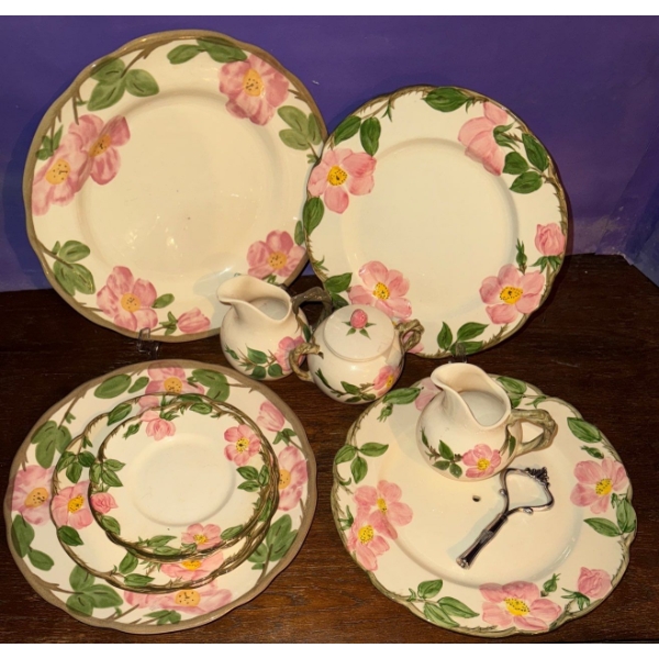 Vintage Dinnerware Made in California-Oven Safe-Hand Decorated- Plates & Cream & Sugar Dishes