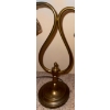 Image 4 : Vintage Brass Double Armed Gooseneck Style Table Lamp W/Textured Shades