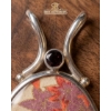 Image 2 : Sterling Silver Pendant With Fabric Inlay and Garnet Accent