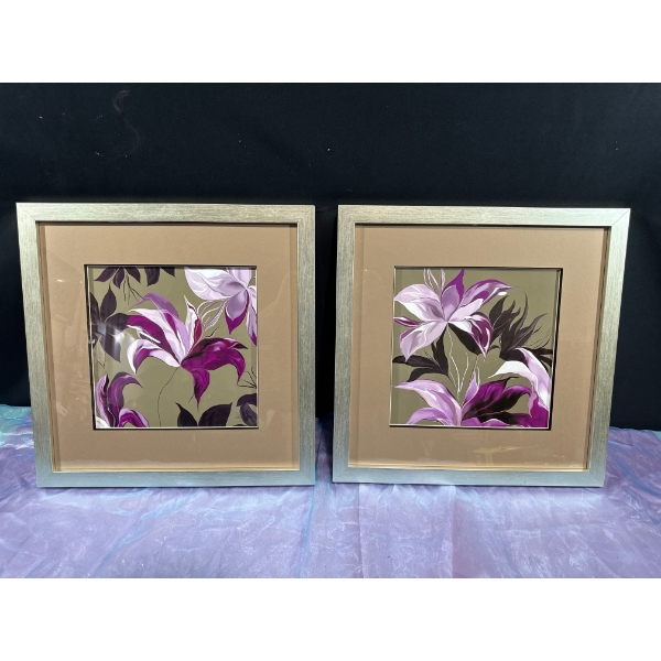 Sally Scattard Purple Floral Prints 11.5Wx11.5H