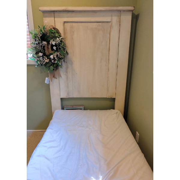 Custom Made Aged Door Panel Twin Bedframe with Mattress