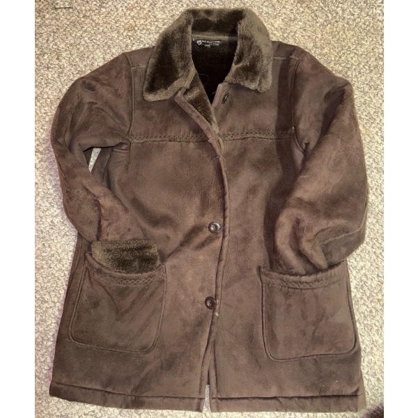 Vintage Chocolate Suede Shearling Over Coat Ladies Size M