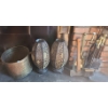 Metal Pot 11.5" Diameter, Koi Decor, 10 T, Pair of Lantern Style Lamps 18 T, Fireplace Tool Set 