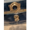 Image 4 : Blue Metal Trunk with Brass Hardware and Interior Compartment