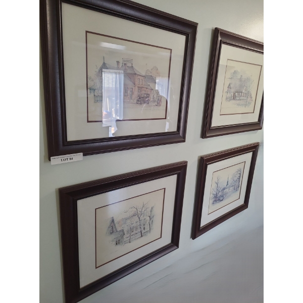 Four Framed Mods Stage Danish Prints 24 w 20 h