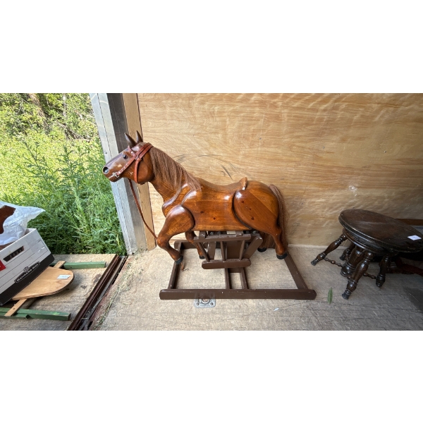Vintage Wood Rocking Horse 