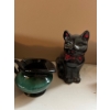 Image 2 : vintage Retro ceramic black panther figure, likely from the Mid-Century Modern (MCM) era with blue M