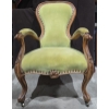 Image 2 : Antique Art Nouveau Bent Oak / Velvet Ornate Carved Moss Chair on Wheels - 26W, 34D, 40T