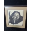 Image 1 : Untitled: Woman w/ Pipe, Artist: Patricia (Gail) Cyr, Pen and Ink Framed Under Glass 19.5 X 20.5
