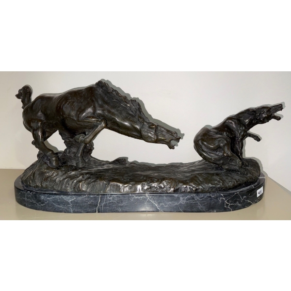 Charles Marion Russell 1926 The Range Father 24L Bronze On Marble 