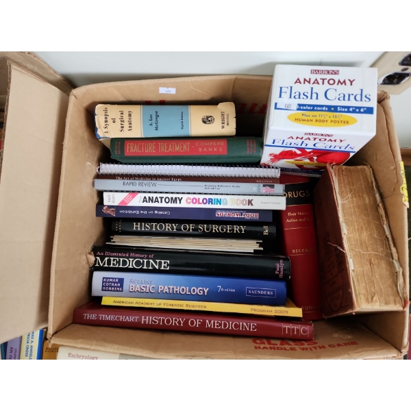 Assorted Books on Medicine, Anatomy, Forensics, and Surgery