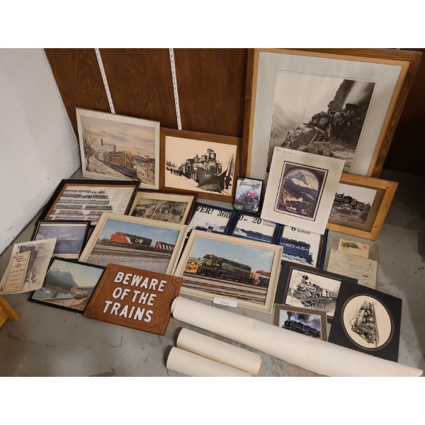 Collection of Train Wall Decor.  Along the Line Train Print 25 w, 33 h