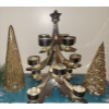 Image 2 : Gold Holiday Tree Candleabra w/ Festive Foliage & Porcelain Santa w/ Sleigh