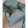 Image 2 : Teal Fabric Chair 39 W, 31 D, 30 T w/ Footstool 26 W, 18 D, 15 T 