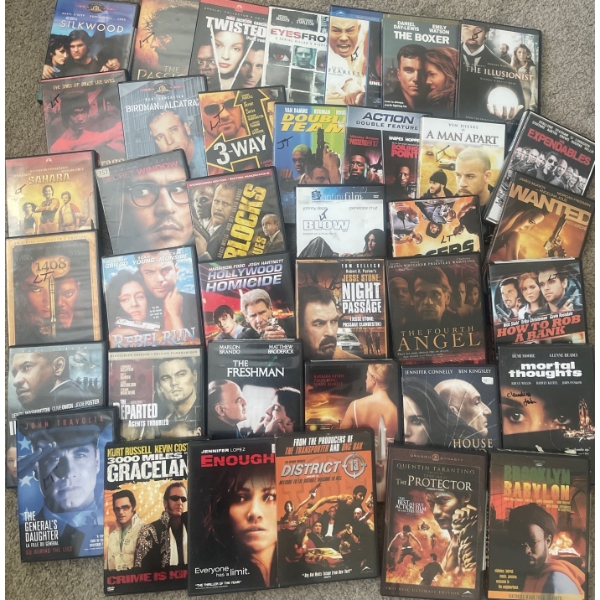 Collection Of Previously Viewed DVDs:  Hollywood Homicide, 3000 Miles to Graceland, 1408, The Freshm