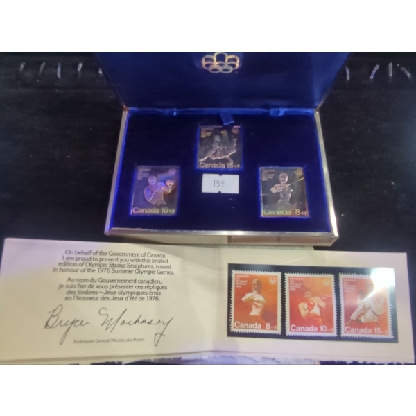 RCM 1976 Canada Montreal Olympic Set of 3x Stamps & Silver 99.99 Replicas