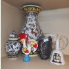 Image 1 : Portuguese Hand Painted Vase 11 T, Jar, Lucky Rooster and Other Collectibles