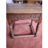 Image 1 : Hardwood with Scrollwork  27L, 25 T, 18 W and 2 Shelf Wooden Table with Turned Legs 28 T  23 L, 15 W