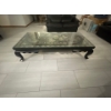 Image 2 : Ornate Wood and Glass Coffee Table 15Hx59Lx31W