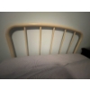 Image 1 : cream coloured enamel, headboard and frame, bedding and mattress, not included size double