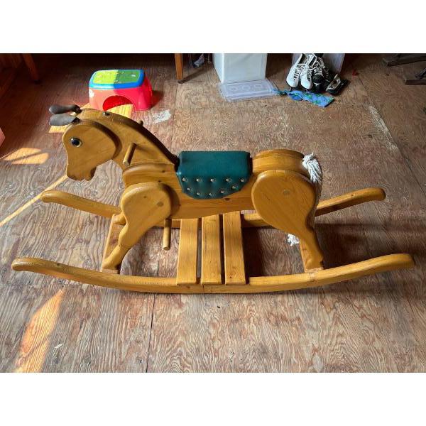 Beautiful Oak Rocking Horse Amazing Craftsman Ship W14" L53 H28