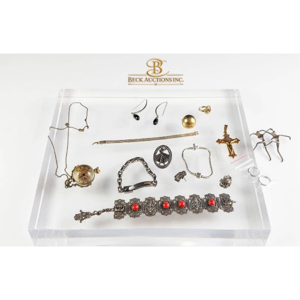 Jewelry Pieces Including Ornate Bracelet and Pocket Watch