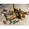 Image 1 : Assortment of hammers, chisel, Disston K-14 mitre box saw set plus extra saw