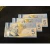 Image 1 : Canadian $5 uncirculated consecutive bank notes AAS0712456-457Great edition to any collection