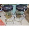 Image 1 : Two Black Vinyl Bar Stools (36" tall) One Has Small Tear in The Vinyl