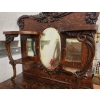 Image 12 : Two-Piece Wooden Hutch and Dresser With Ornate Carvings and Claw Feet