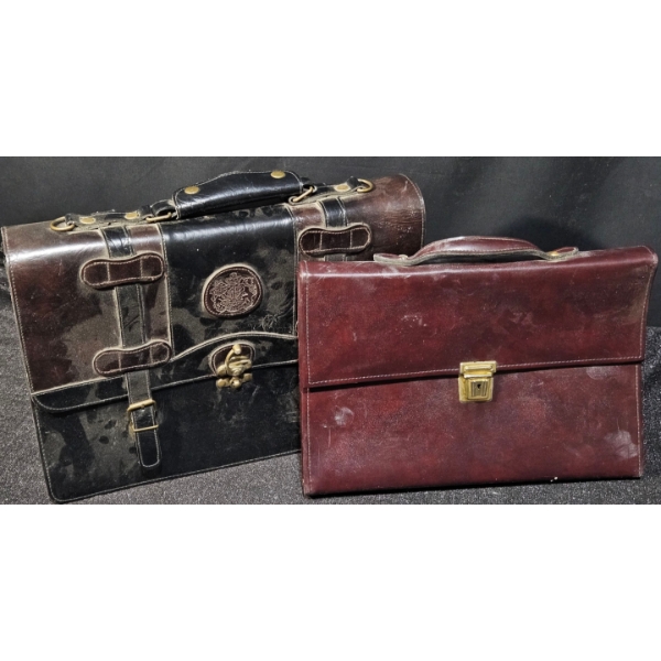 Vintage Veneto Leather Messenger Bag & Vintage Satchi Trifold Leather Briefcase