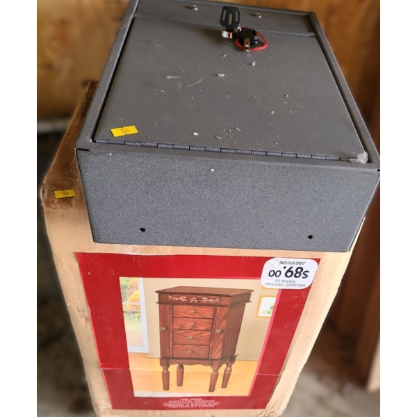 Metal Postal Lockbox w/ Key, Jewelry Box Stand (New in Box/ Box Damaged)