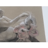 Image 5 : Charcoal and Pastel Sketch Titled " Mother and Child" by Karen James ( 12 x 12 Before Frame)