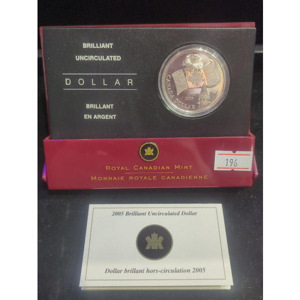 RCM 2005 40th Anniversary of Canada's National Flag Brilliant Uncirculated Silver 99.99 Dollar 25.17