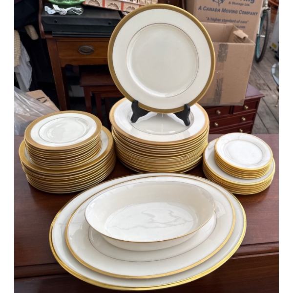 White and Gold Trim Lenox Eternal Dish Set
