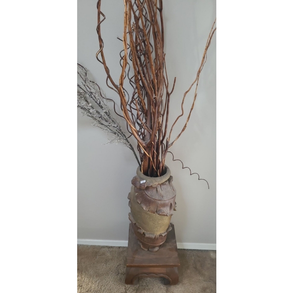 Vase 19 T on Stand 10 X 10, 8 T w/ Dried Arrangement Included 