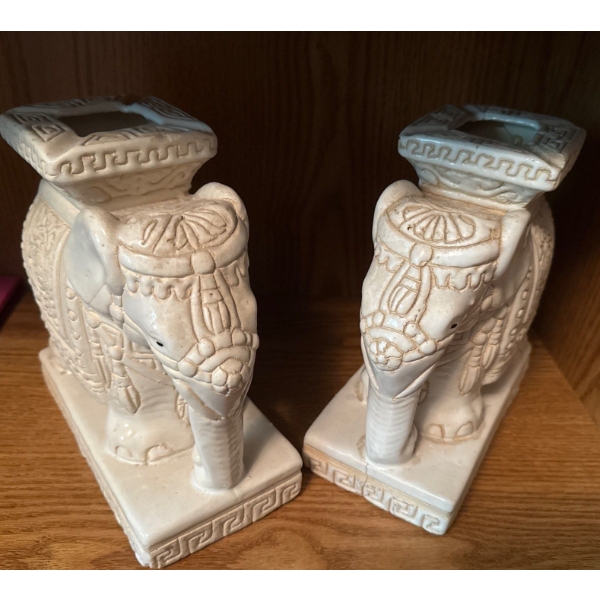 Decorative Pair of Elephant Stands, Some Damage, Each 8T 
