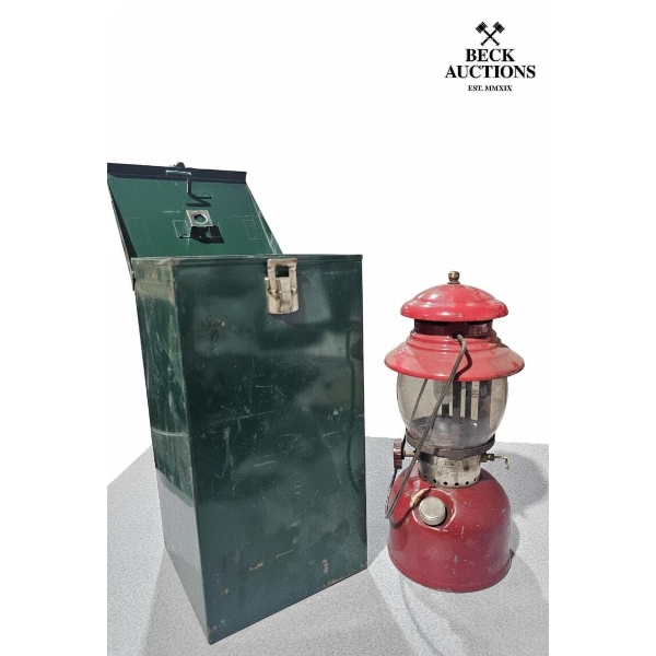 Vintage Oil Lamp with Metal Box