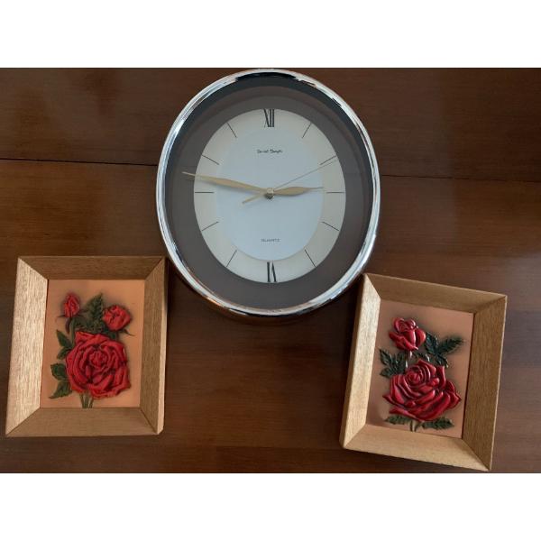 Daniel Dakota Wall Clock w/ Hammered Copper Floral Art 5x7