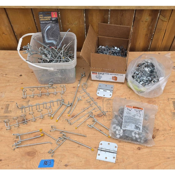 Hardware including Sheathing Clips, Gate Hooks, and Hinges